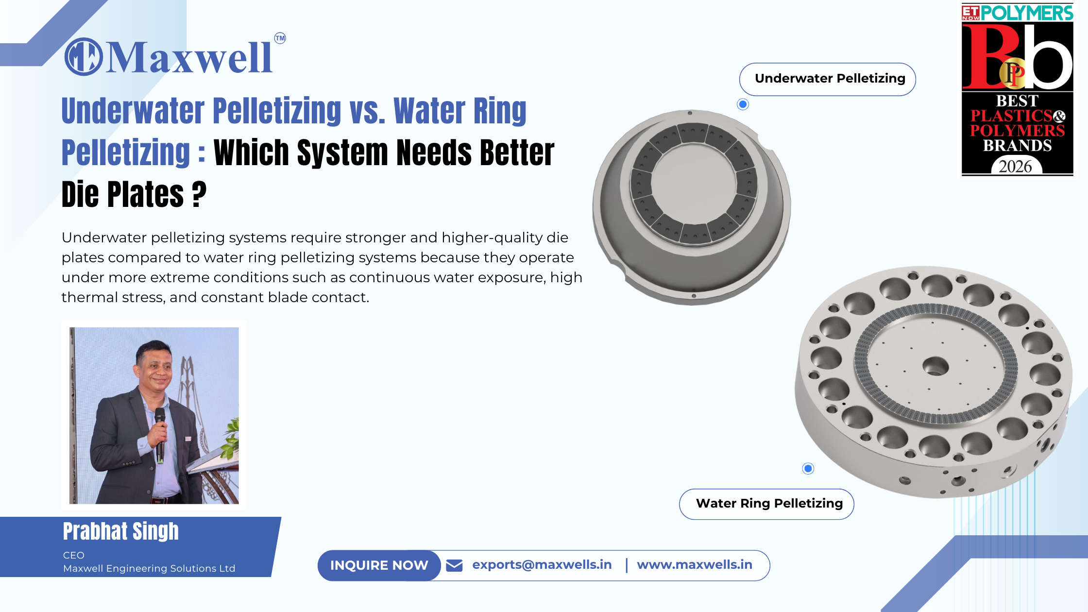 underwater pelletizing die plate system overview Maxwell